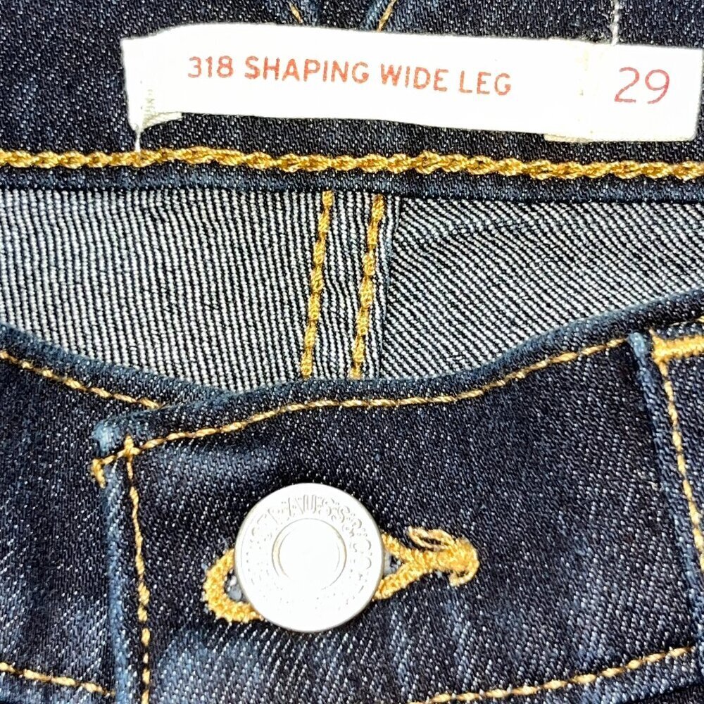 LEVI'S 318 SHAPING EXTRA WIDE LEG DARK WASH STRETCH DENIM JEANS - NWOT - W29 L31 - Picture 10 of 14